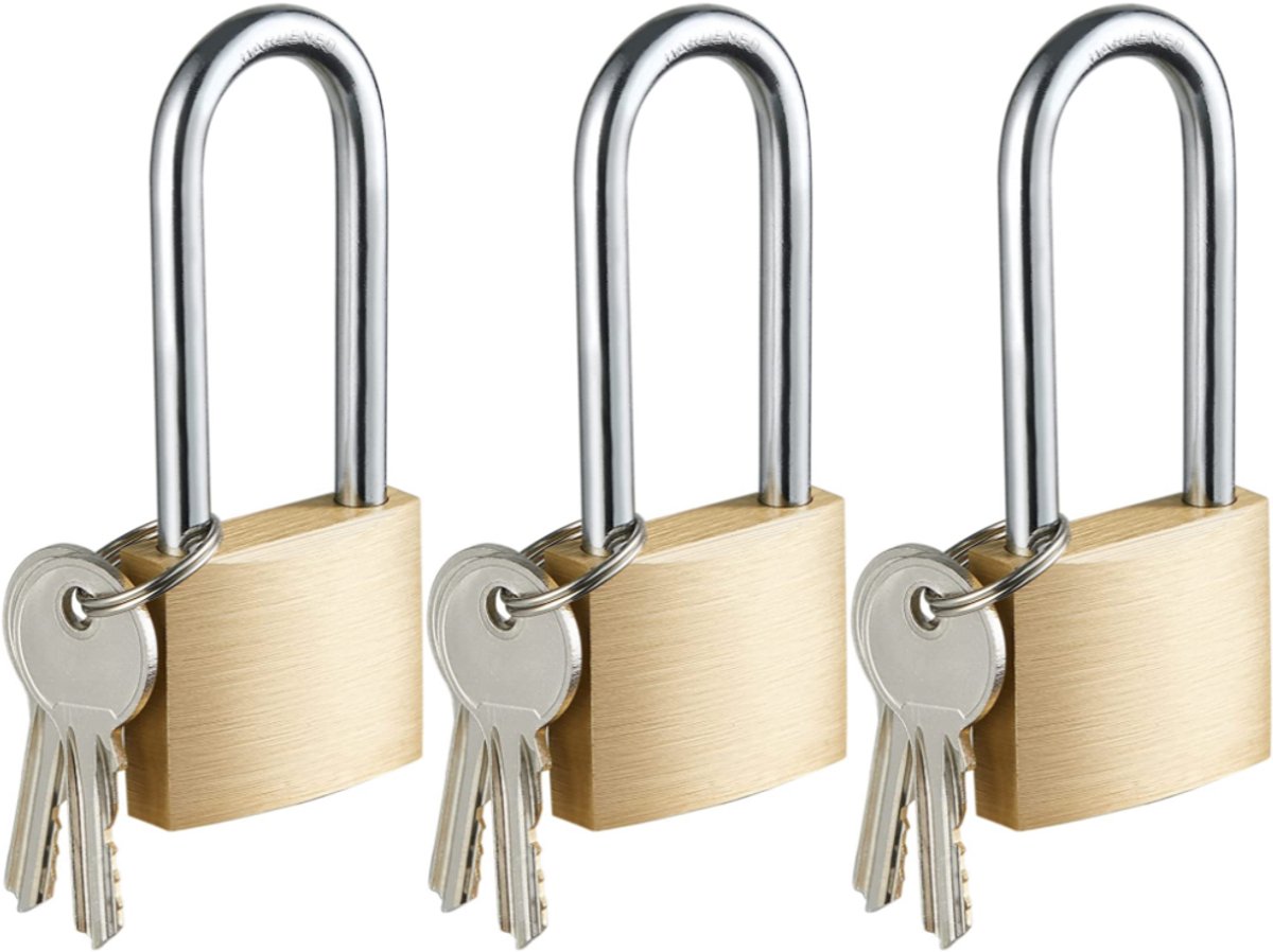 3x Hangslot 30x90mm - Kofferslot - Extra Sterk - 3 STUKS - Sloten - Sleutelslot - Hangsloten - Slot met Sleutel - Kofferslot - Reisslot - Slot - Hangslot Koffer - Slot Voor Koffer - Slot bagage - Bagageslot - Koffer Slotje - Hangslot (30mm)