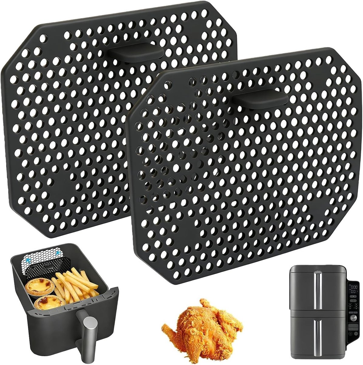 Splash guard accessoires voor airfryer, 2-delige set, eenvoudig te installeren en herbruikbaar, keukenaccessoires voor optimale bescherming tegen spetters