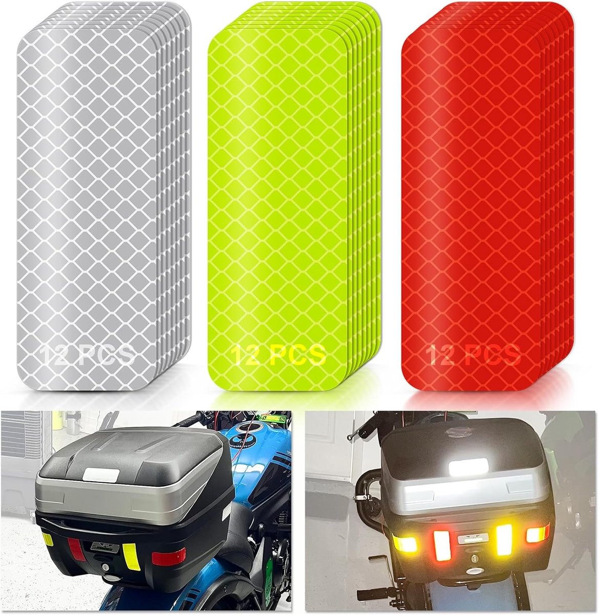 36 Stuks Reflecterende Stickers - Hoogwaardige Zichtbaarheid, Waterdichte Reflecterende Tape voor Auto, Motor, Fiets en Trailer Veiligheid