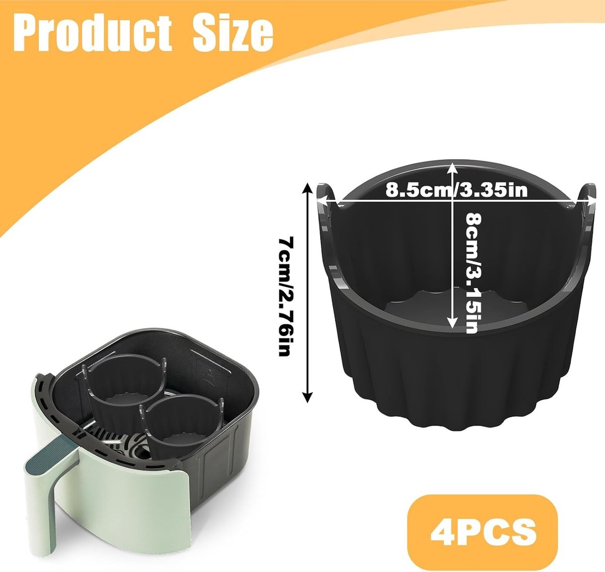 Siliconen Muffinvormen voor Airfryer, Set van 4, Ideaal voor Muffins, Cupcakes en Mini Quiches, 8.5 x 8 cm, Handig Keukenaccessoire voor Gezonde Snacks