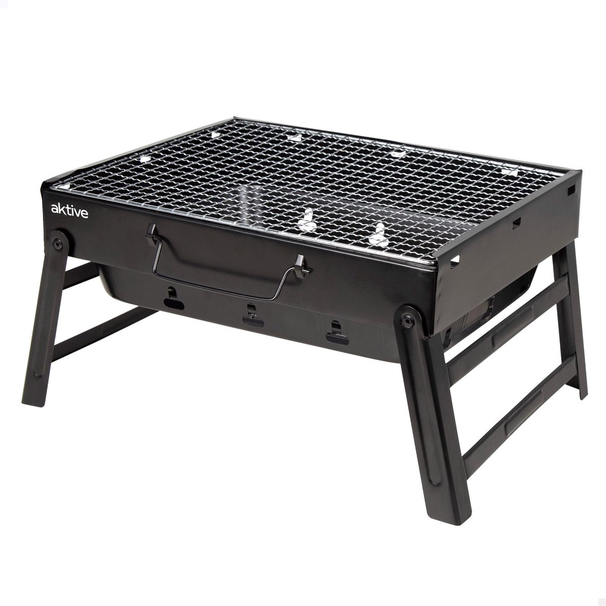 SnelShoppen - Portable Houtskool Barbecue 37x27x20 cm, Vouwbaar, Zwart, Met Handvat, Ideaal Voor Camping, Balkon, Tuin, Feestjes, Eenvoudig Te Dragen