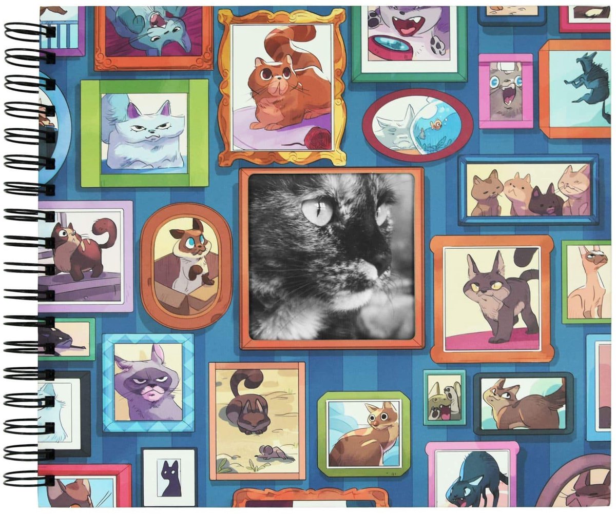 SnelShoppen - Fotoalbum voor huisdieren, voor katten, 50 pagina's (27 x 24 cm), gepersonaliseerd met zwarte bladeren, stevig deksel en ringen, origine