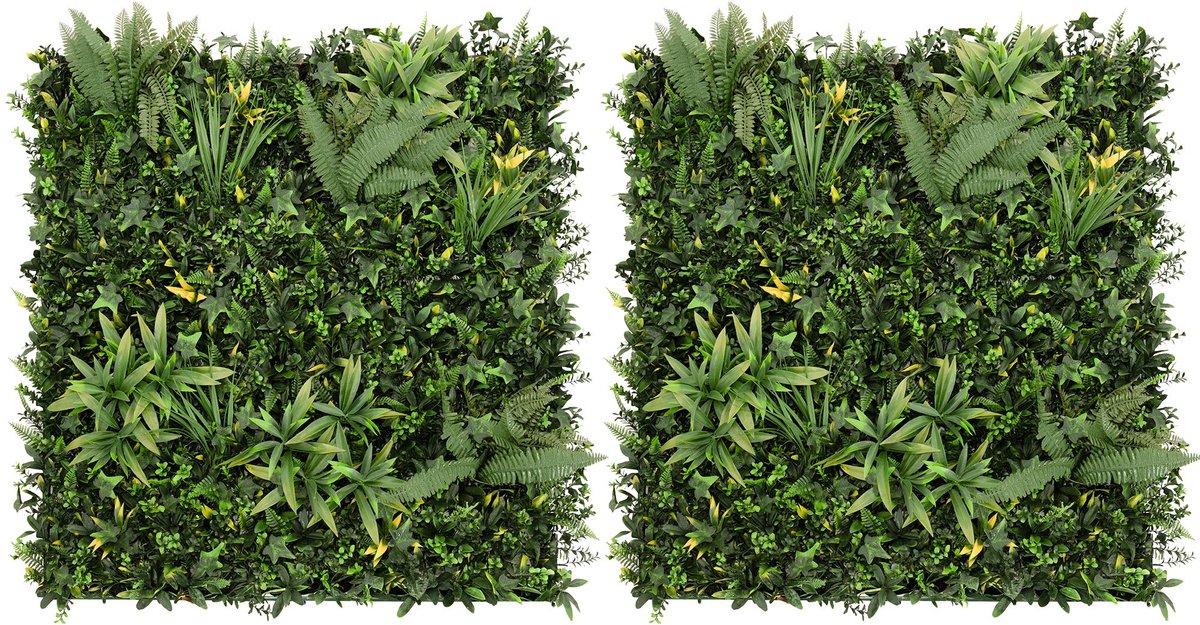Kunstplanten wandpaneel x 2 - ayla - 100x100 cm - binnen & buiten