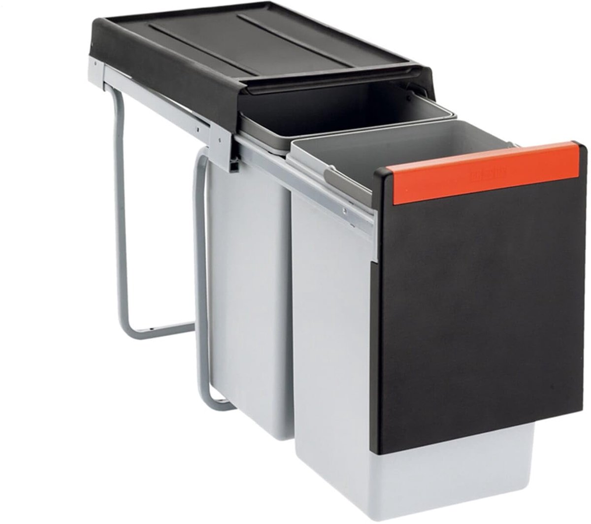 SnelShoppen - Afvalemmer Cube 30 - 20L + 10L Zwart - Keuken Afval Sorteren - Duurzaam en Ergonomisch Design