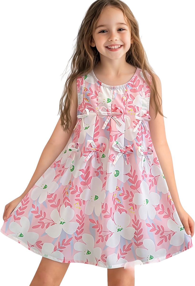 Currero Zomerjurk Meisjes Zomerjurken Kinderen Jurk Meisje Ibiza Stijl Sundress Kinderkleding 12-18 Maanden Roze