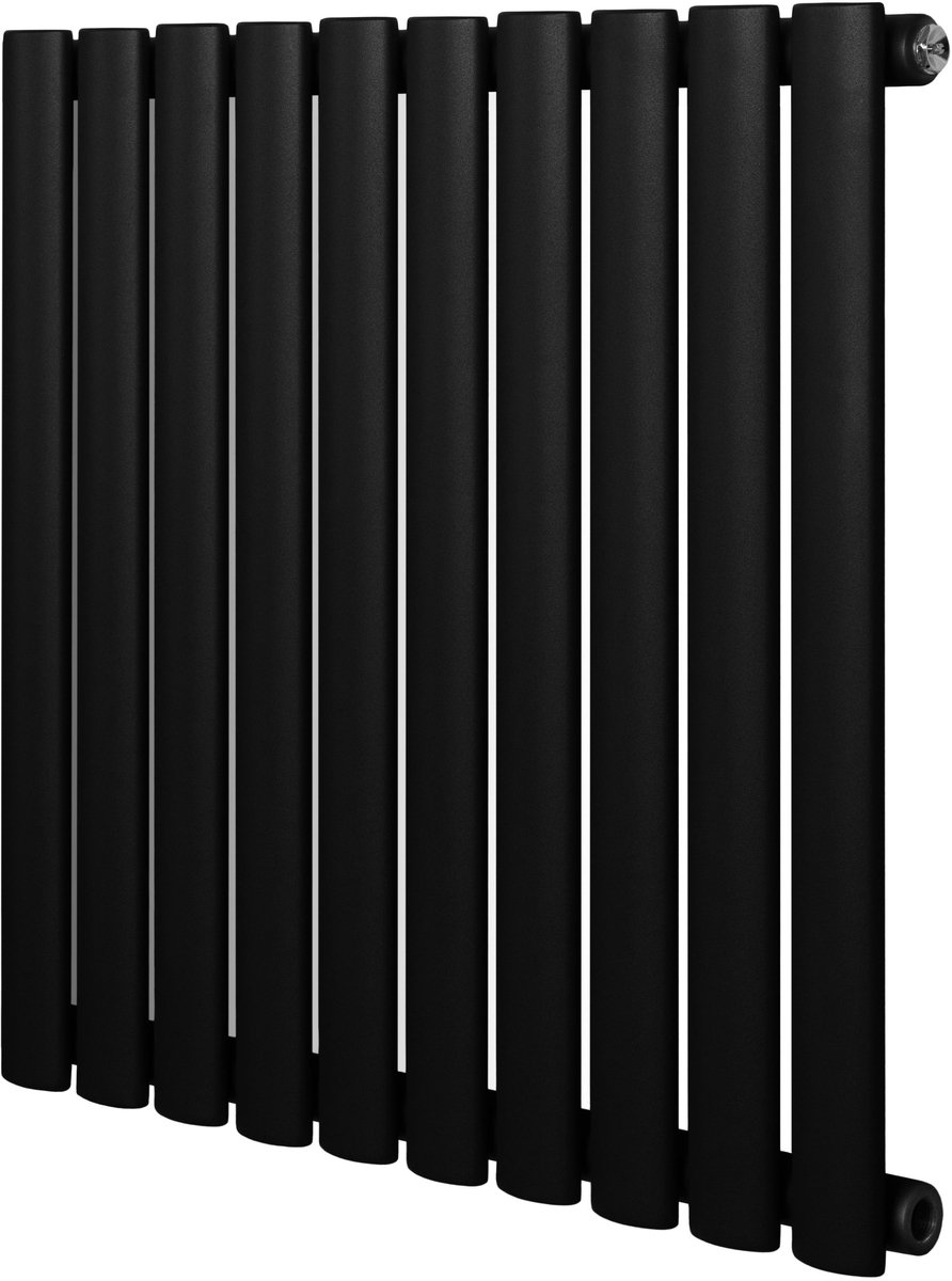 Ovale design radiator - 1 kolom - 600x600 mm - zwart