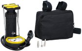 Dunlop Mini Voetpomp - Luchtpomp - Bandenpomp - Inclusief 3 Adapters - Analoge Drukmeter - met Opbergtas