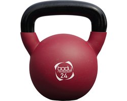 Neopreen-coated kettlebell - bordeauxrood - 24 kg - gelast handvat