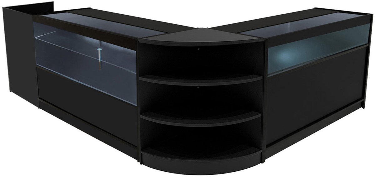 Europa led winkeltoonbank set - zwart - 150x60/60x60 cm - 4-delig