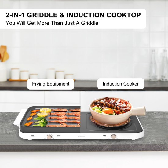 SnelShoppen - Elektrische Grill met 2 Kookplaten - Dubbele Kookplaat Zwart - Ideaal voor Feest, Camping, Tuin en Keuken - Compact en Gebruiksvriendeli — afbeelding 5