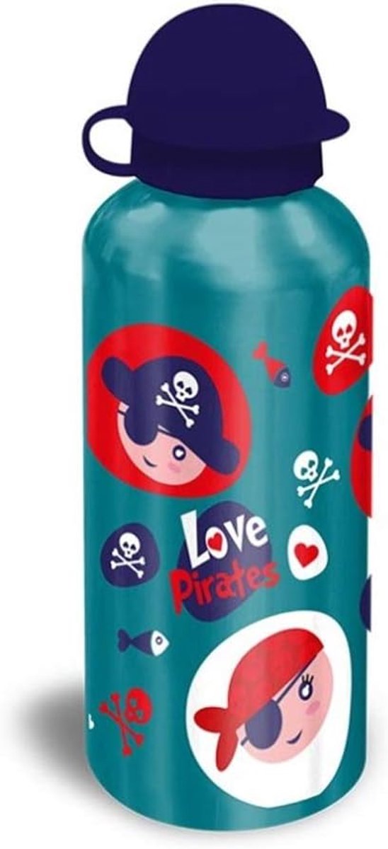 Drinkfles 500 ml - Aluminium - Piratenontwerp - Ergonomisch voor kinderen - SnelShoppen