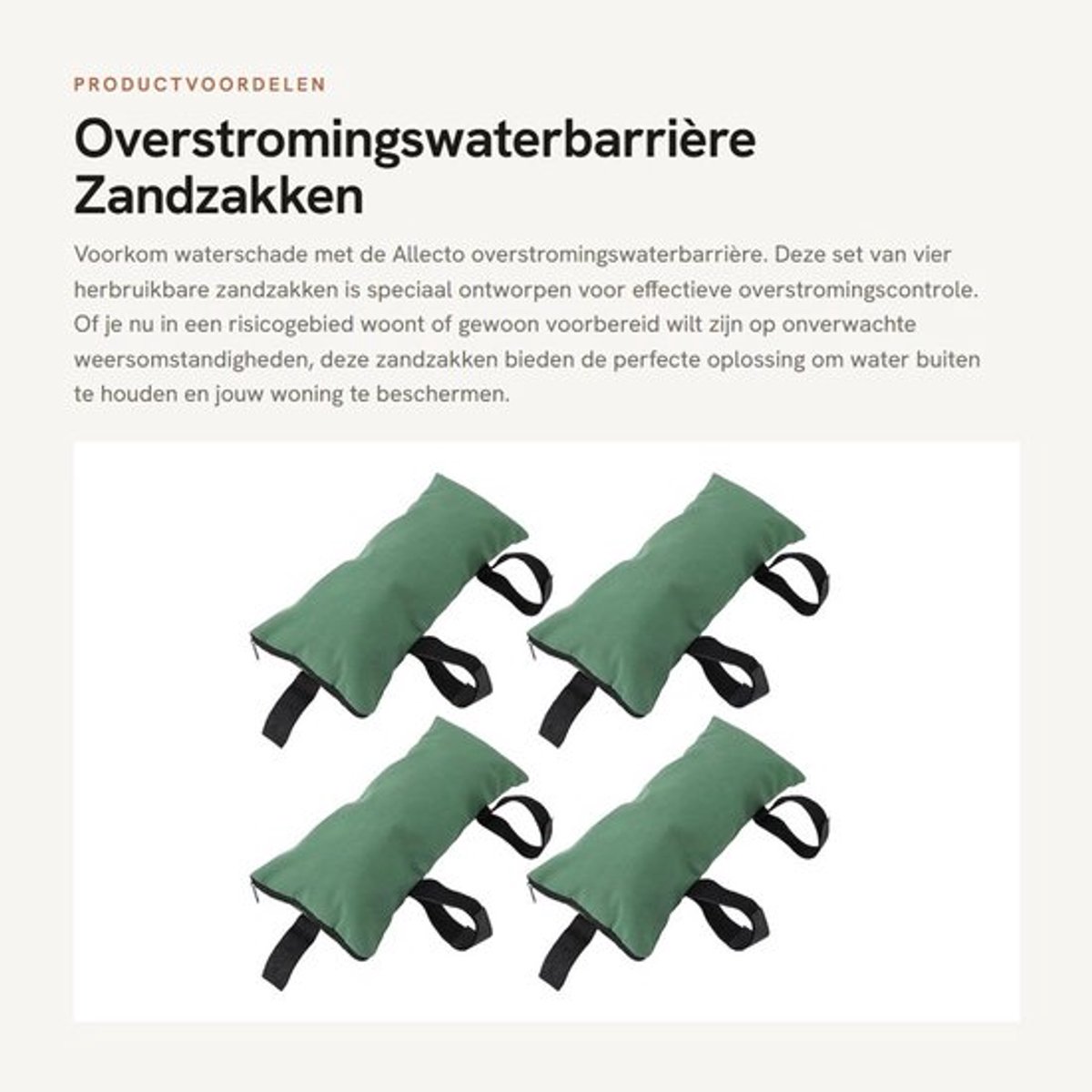 Overstromingswaterbarrière 4 Stuks - Zandzakken - Herbruikbaar - Verdikt Ontwerp - Waterdicht - Hoogwaardige Bescherming - Zandzak