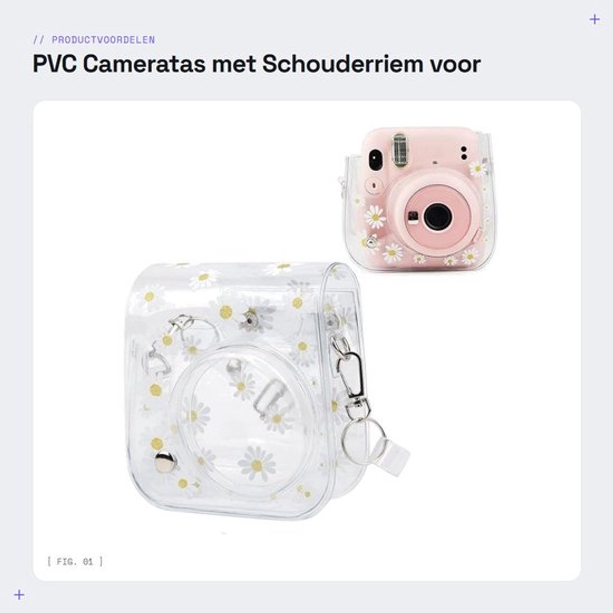 Cameratas Transparant - Schoudertas - Voor Mini 11/9/8 Camera - Afneembare Lensdop - Verstelbare Schouderriem - Lichtgewicht 142 g - Camera Tas