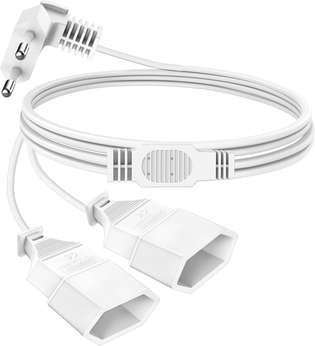 Thijox - Verlengkabel Plat 1,5m Eurostekker 2-in-1, Drievoudige Type C Stekker, 0,75 mm² Verlenging voor TV, PC, Computermonitor, Ideaal voor Thuis &