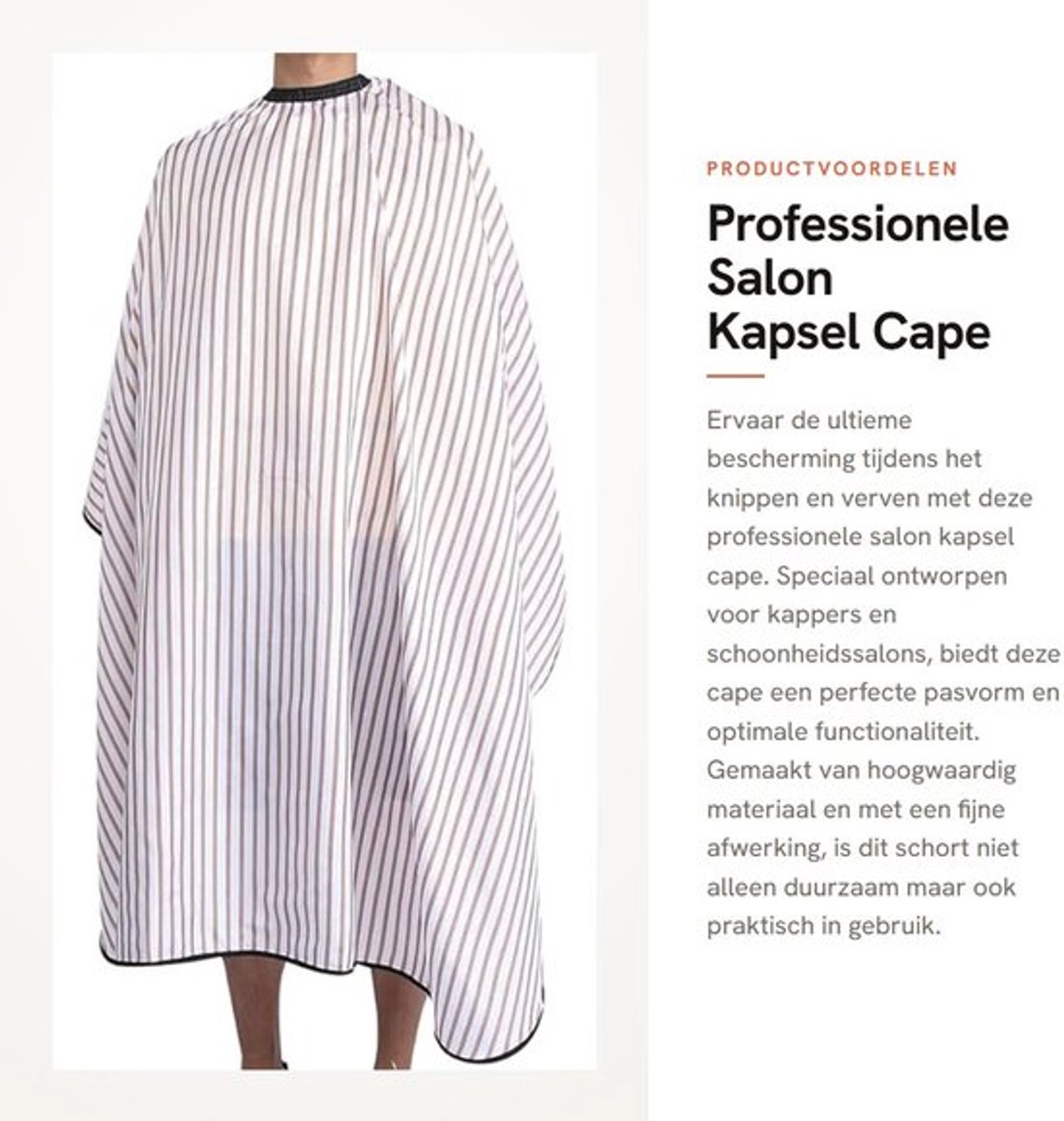 Kappersschort Professioneel - Duurzaam - Lichtgewicht - Universele Maat - Ronde Hals - Modieus Strepenpatroon - Kapschort