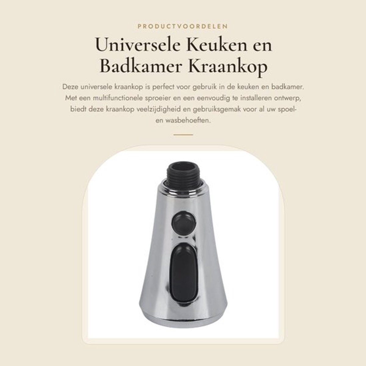Kraankop Universeel - Multifunctionele Sproeikop - Roterende Keukenuitloop - Eenvoudig te Installeren - Voor Oogspoelen en Gezicht Wassen - Messing/ABS Materiaal - Keukenkraan