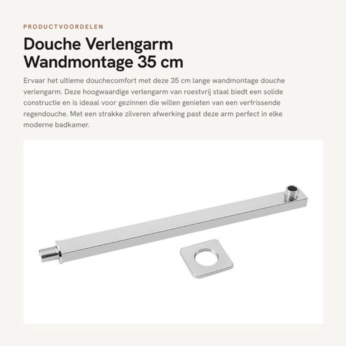 Douche Verlengarm 35 cm - Roestvrij Staal - Wandmontage - Badkamer Bevestiging - Regendouche - Hoogwaardige Constructie - Douchearm