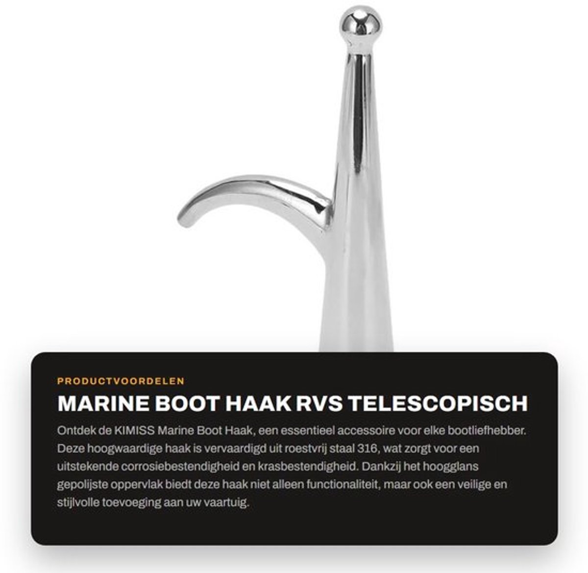 Marine Boot Haak - RVS Telescopisch Haak voor Boot - Verstelbare lengte - Geschikt voor Kayak en Accessoires - Duurzaam en sterk - Ideaal...