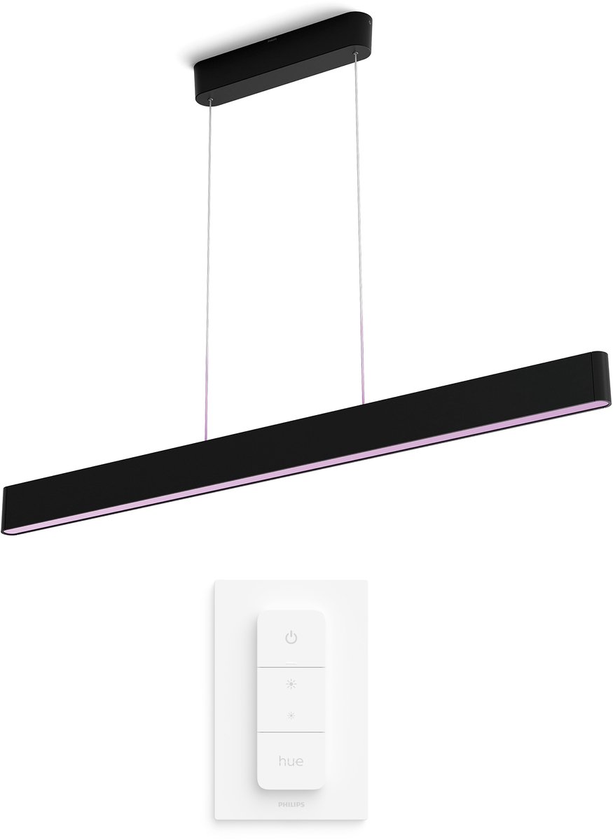 Philips Hue Ensis Hanglamp (Zwart) - Wit en Gekleurd Licht - Incl. Hue Dimmer Switch - Hue White and Color Ambiance