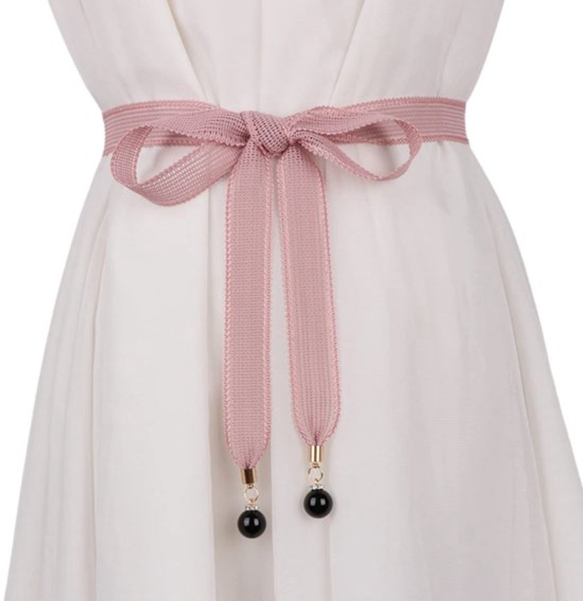 CHENGZI Damesmode taille ketting touw gevlochten jurk riem voor dames, B-Roze, Belt Width : 1 cm, Belt length : 150 cm