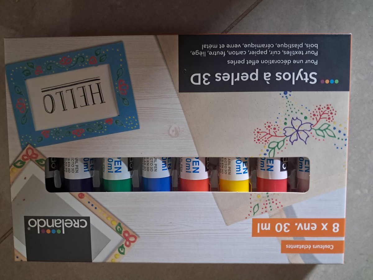 Crelando 3D Parelstift Stiften - 8x ca 30ml - Geschikt voor textiel, leder, papier, karton, vilt, kurk, hout, kunststof, keramiek, glas en metaal