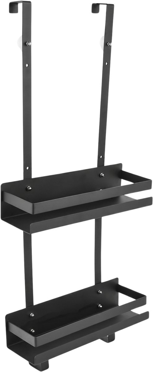 Purepeak Doucherek Hangend - Doucherekje aan Douchewand Zonder Boren - Zwart - 73.5 x 31.5 cm