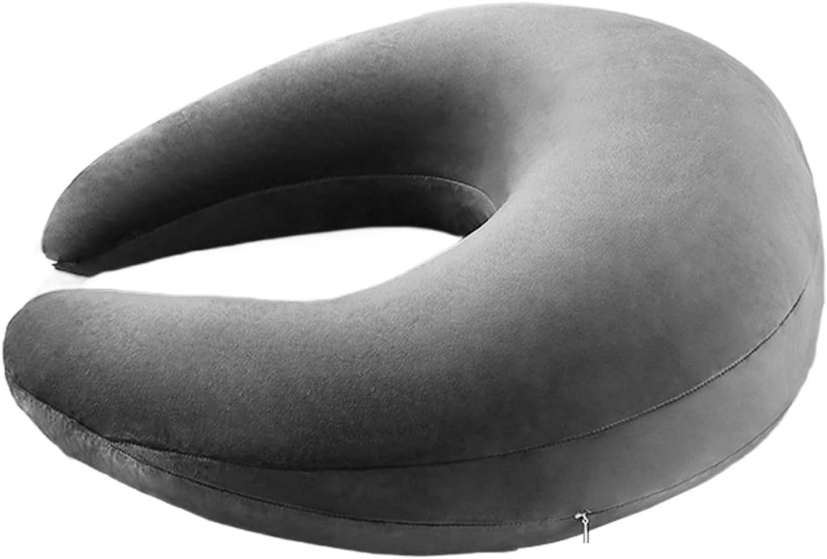 SnelShoppen - Zacht U-vormig Schotkussen - Ergonomische Ondersteuning voor Knutselen en Lezen - Licht en Draagbaar - 60 x 58 cm - Kristalfluweel - Per