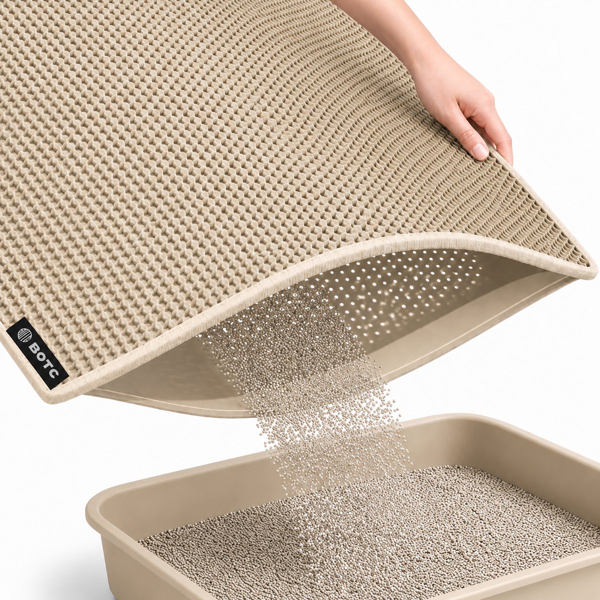 BOTC Kattenbakmat XL - Dubbellaags - 60x45 cm - Waterdicht - Urinebestendige opvangmat - 1 stuk - Beige van BOTC