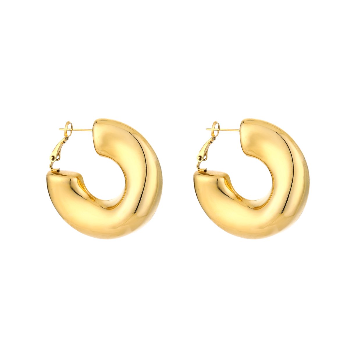 Stainless Steel Chunky Statement Hoops – Luxe Chunky Oorringen – RVS - Goud