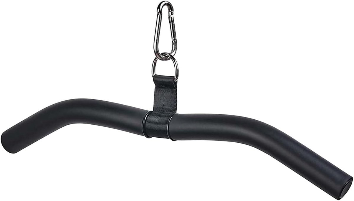 SnelShoppen - Lattrekgreep Biceps-Stang Triceps Kabeltrekkoord Kort 48 cm Zwart Gym Thuis Bodybuilding Crossfit Krachttraining Fitnessaccessoires