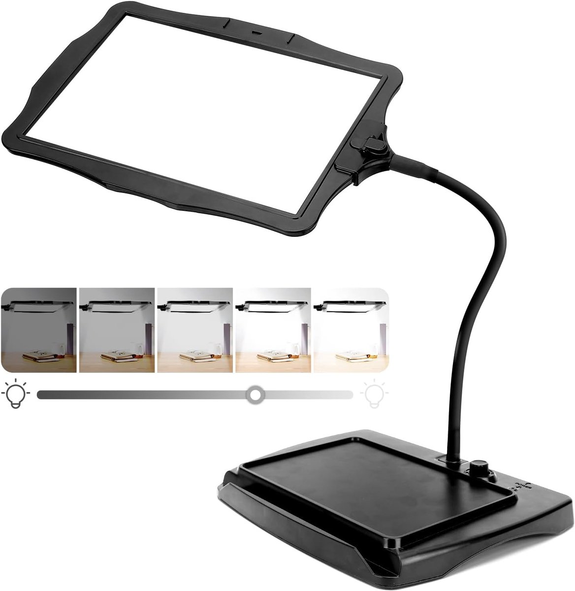 SnelShoppen - 10x Vergrootglas met Licht en Standaard, 50 LED-kralen, Helderheid Verstelbare Zwanenhals Bureaulamp voor Lezen, Naaien en Knutselen