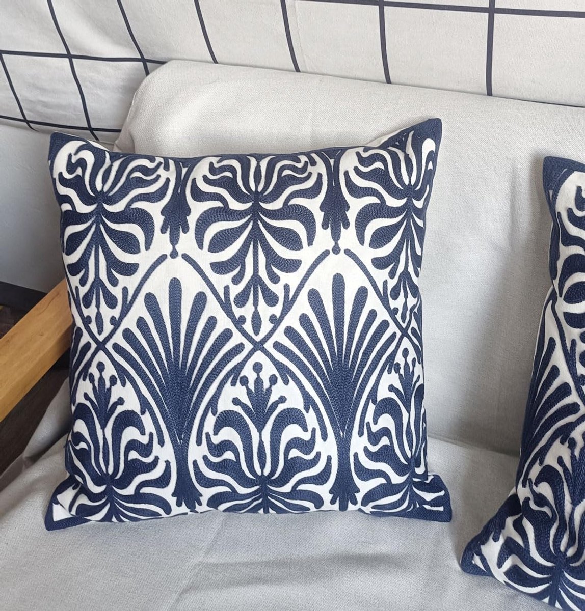 SnelShoppen - Geometrische Kussenhoezen 45x45 cm - Borduurwerk Katoen - Decoratieve Sierkussenhoezen - Jacquard Kussenslopen - Perfect voor Woonkamer,