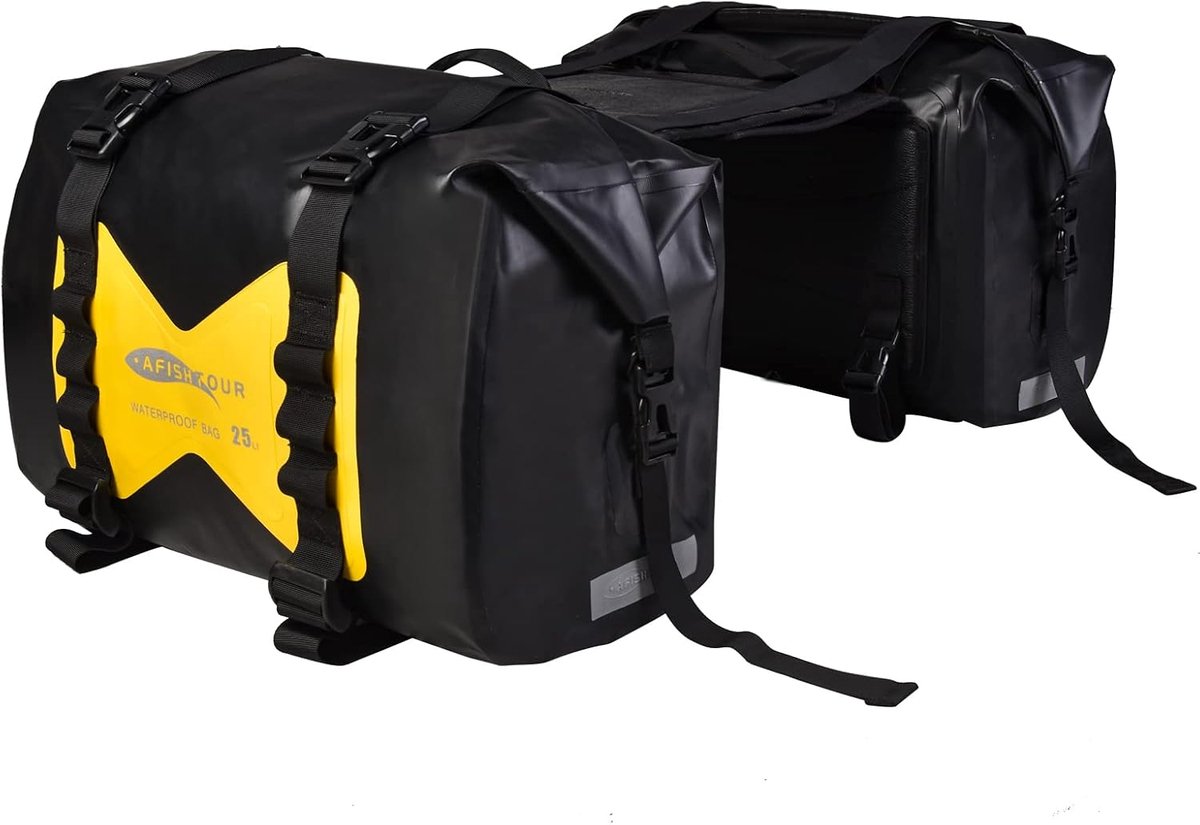 Motorfiets Zadeltassen - Reisbagage Zijtas - Motor Rijden - Waterdicht Materiaal - 50 Liter Capaciteit - Geel