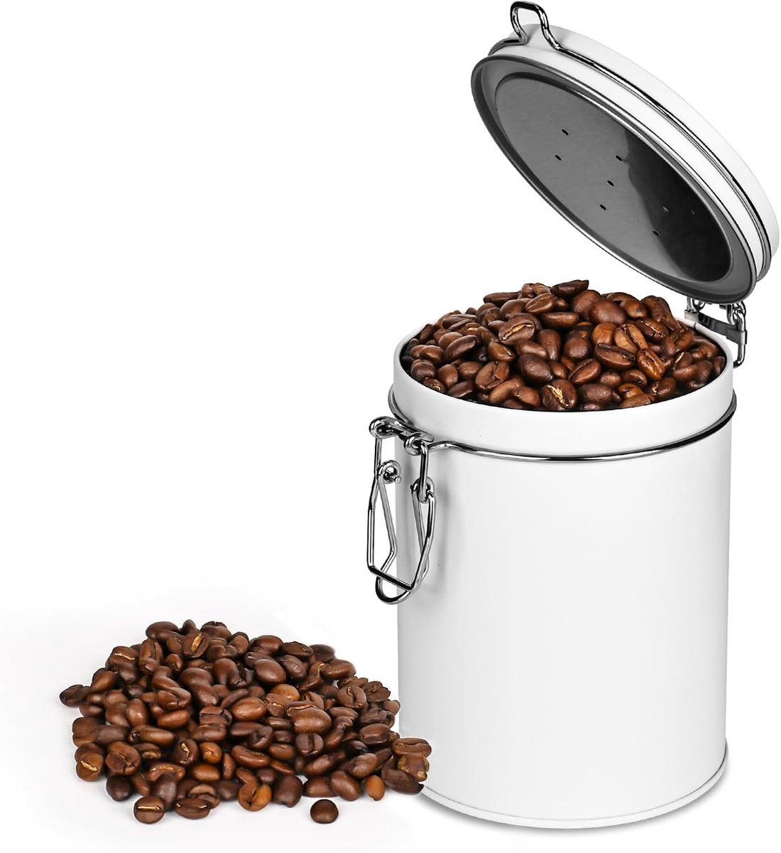 Stijlvolle RVS Koffiebewaarbus van 450ml met Ventiel, Ideaal voor Koffie, Thee en Notenops