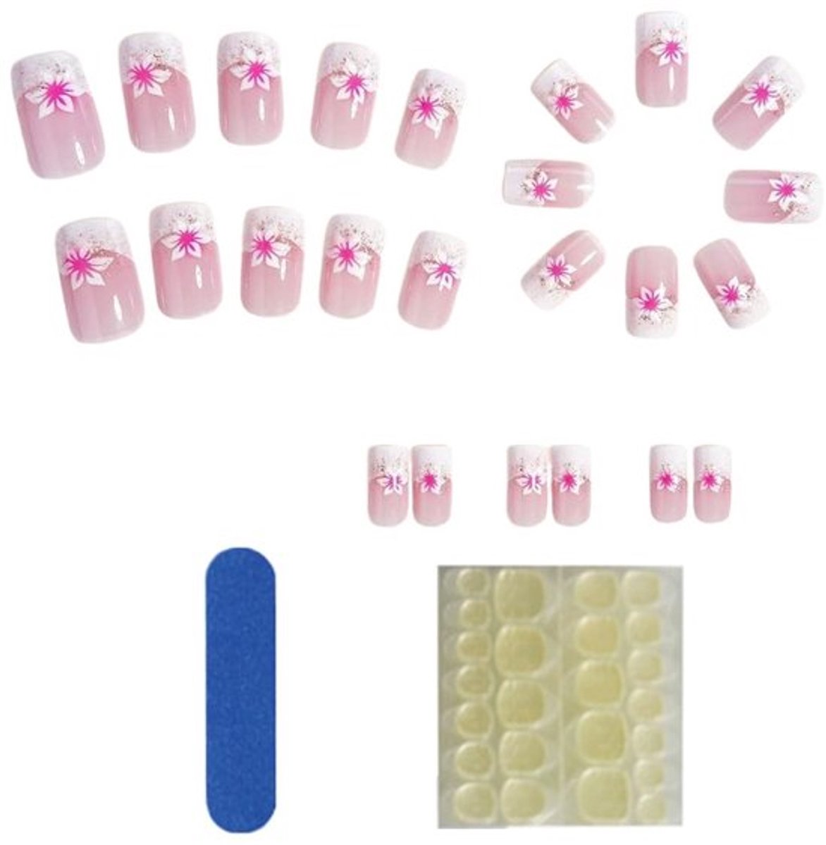 Kunstnagels 24 Stuks - Korte Vierkante Kunstnagels - Glanzend/Chroom - Herbruikbaar - Franse Design Nagels - Hoogwaardig ABS-Materiaal - Press-on Nagels