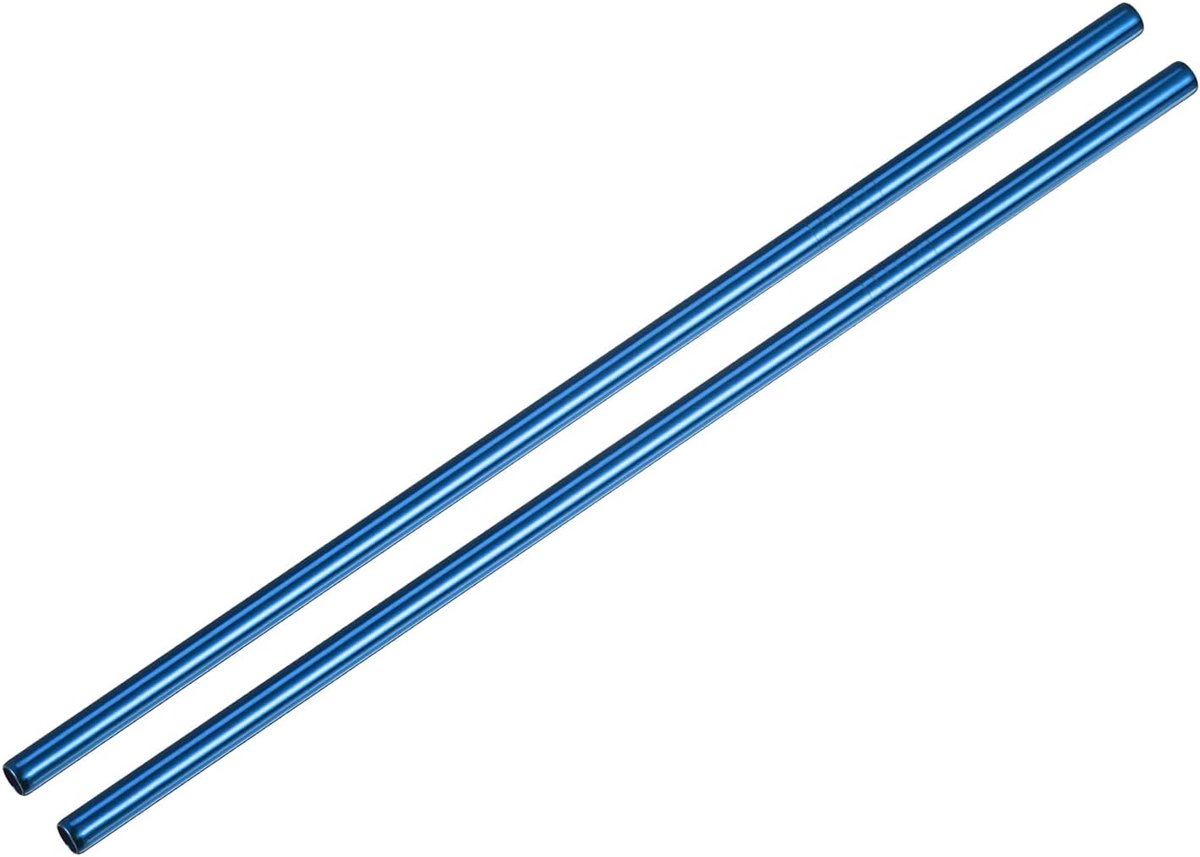 SnelShoppen - 2 Stuks Herbruikbare RVS Rietjes, Roestvrij Stalen Rietjes 25 cm Lang voor Milkshake, Drank, Sap, Blauw, Duurzaam Alternatief voor Plast