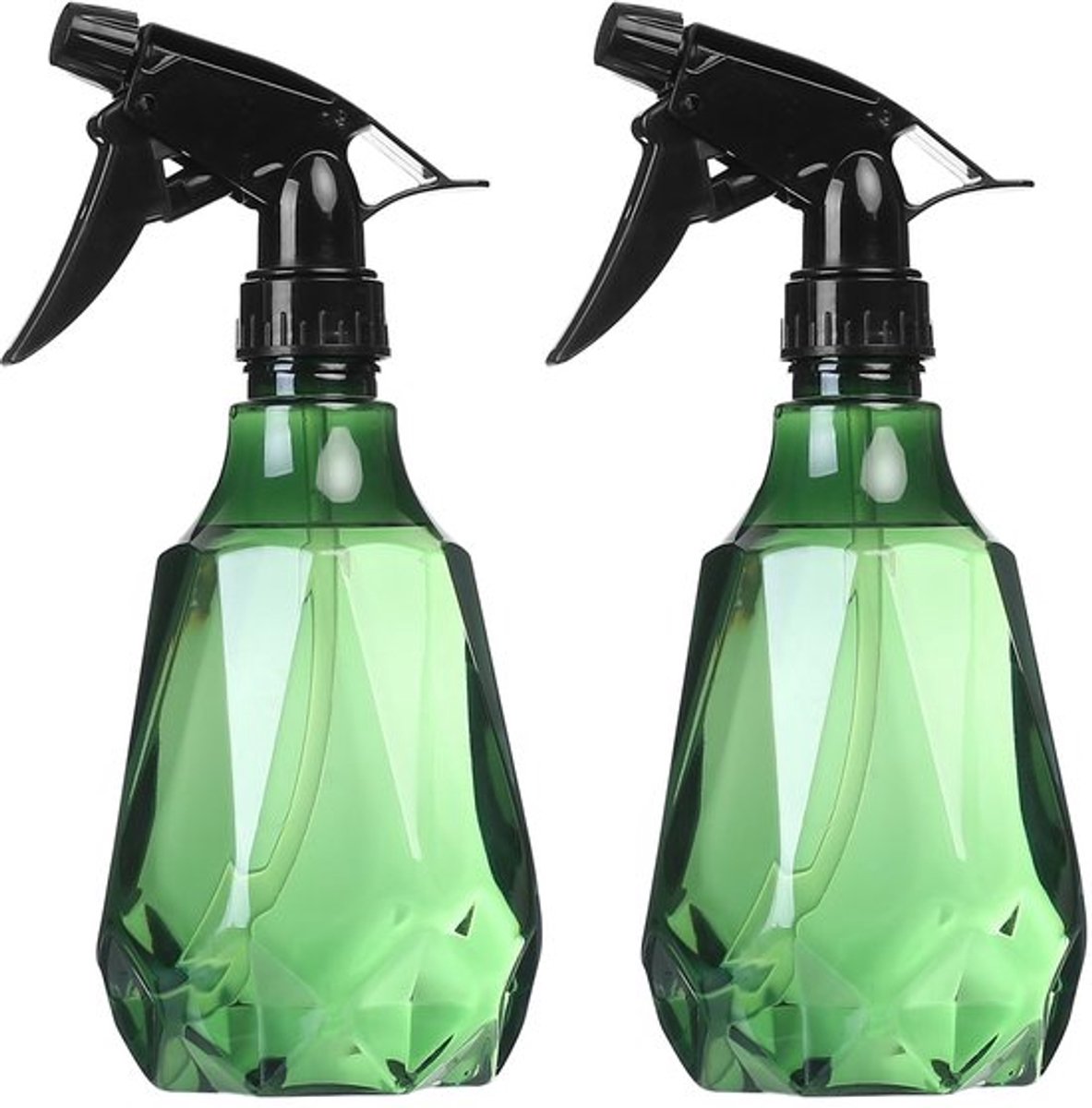 2 stuks 500 ml waterspuitflessen voor planten, nevelspuitflessen, tuinspuitfles, herbruikbare plastic triggerverstuiver, haarfles voor het reinigen van tuinplanten en kappers