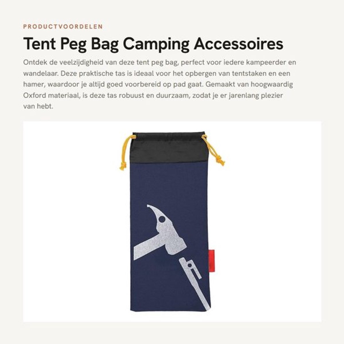 Opbergtas Tentpennen - Duurzaam Oxford-materiaal - Draagbaar Formaat - Kampeeraccessoires - Gereedschapszak - Robuust Ontwerp - Tenttas