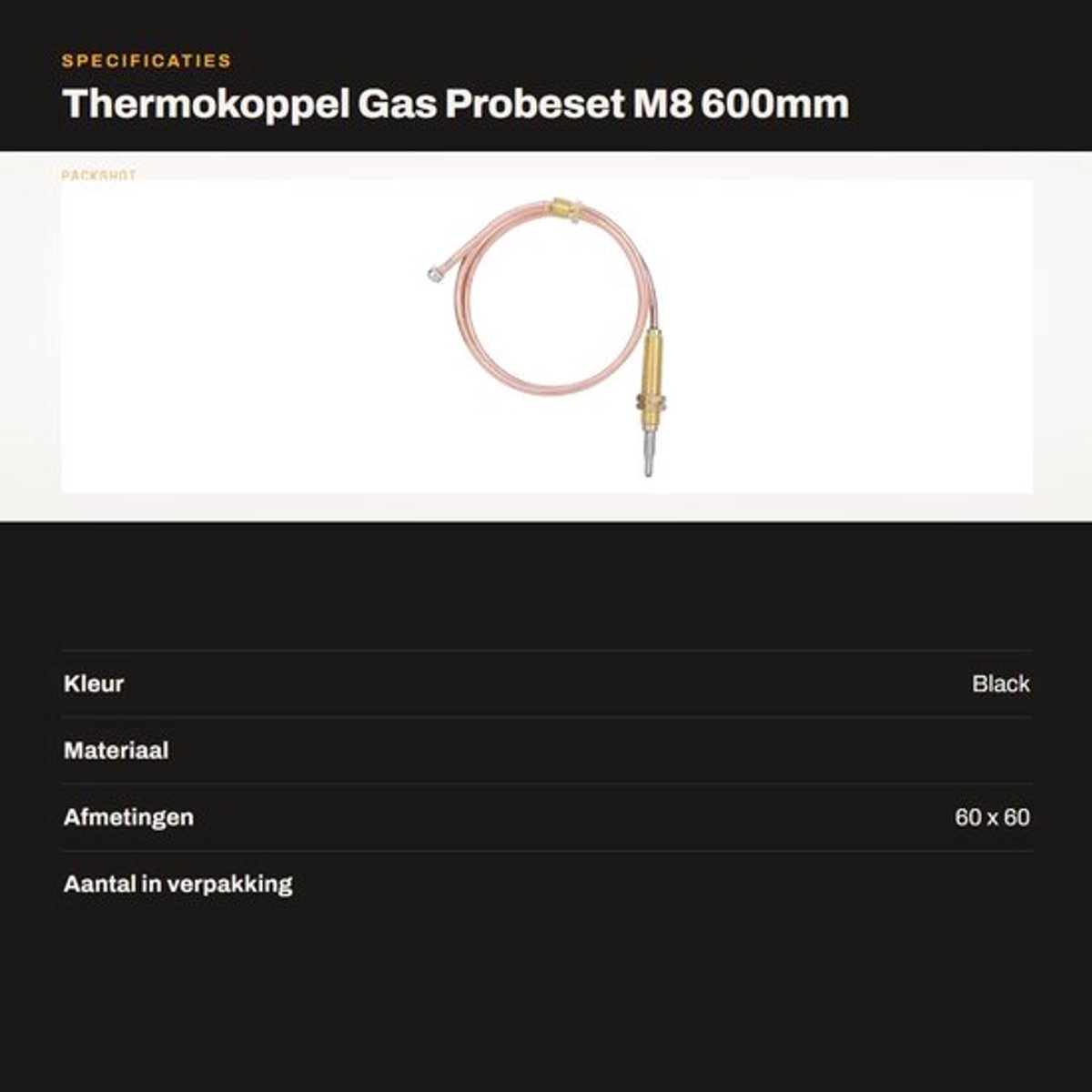 Thermokoppel M8 - Temperatuursensor - Universeel - Gasverwarming - Snelle respons - Hoogwaardige aansluitingen