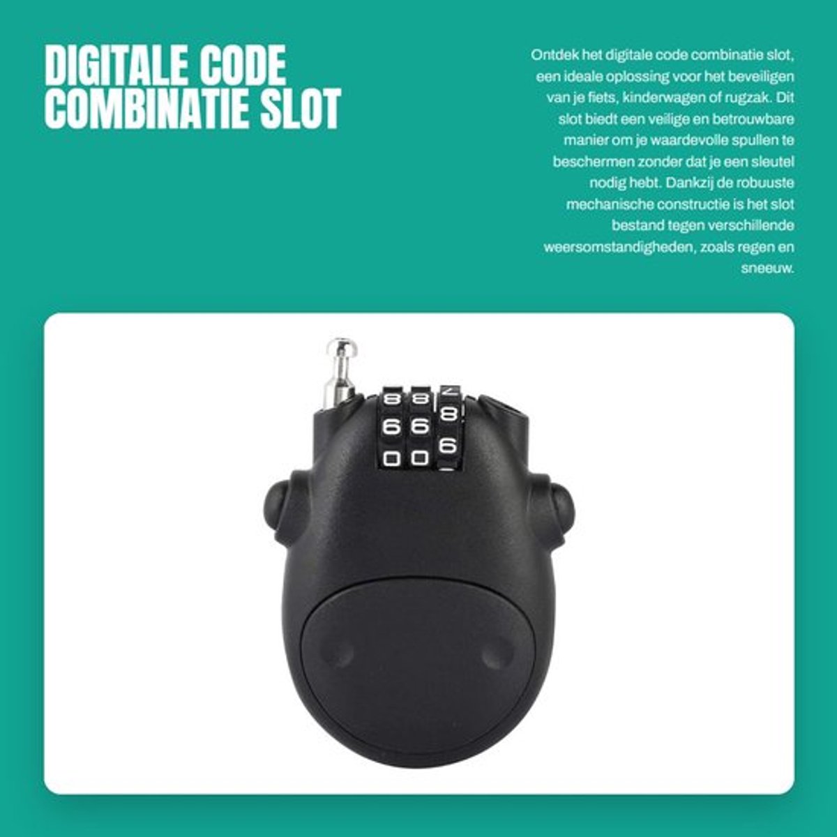 Wielslot Digitale Code - 3-cijferig Cijferslot - Sleutelloos - Waterdicht - Schokbestendig - Persoonlijke Combinatie - Codeslot