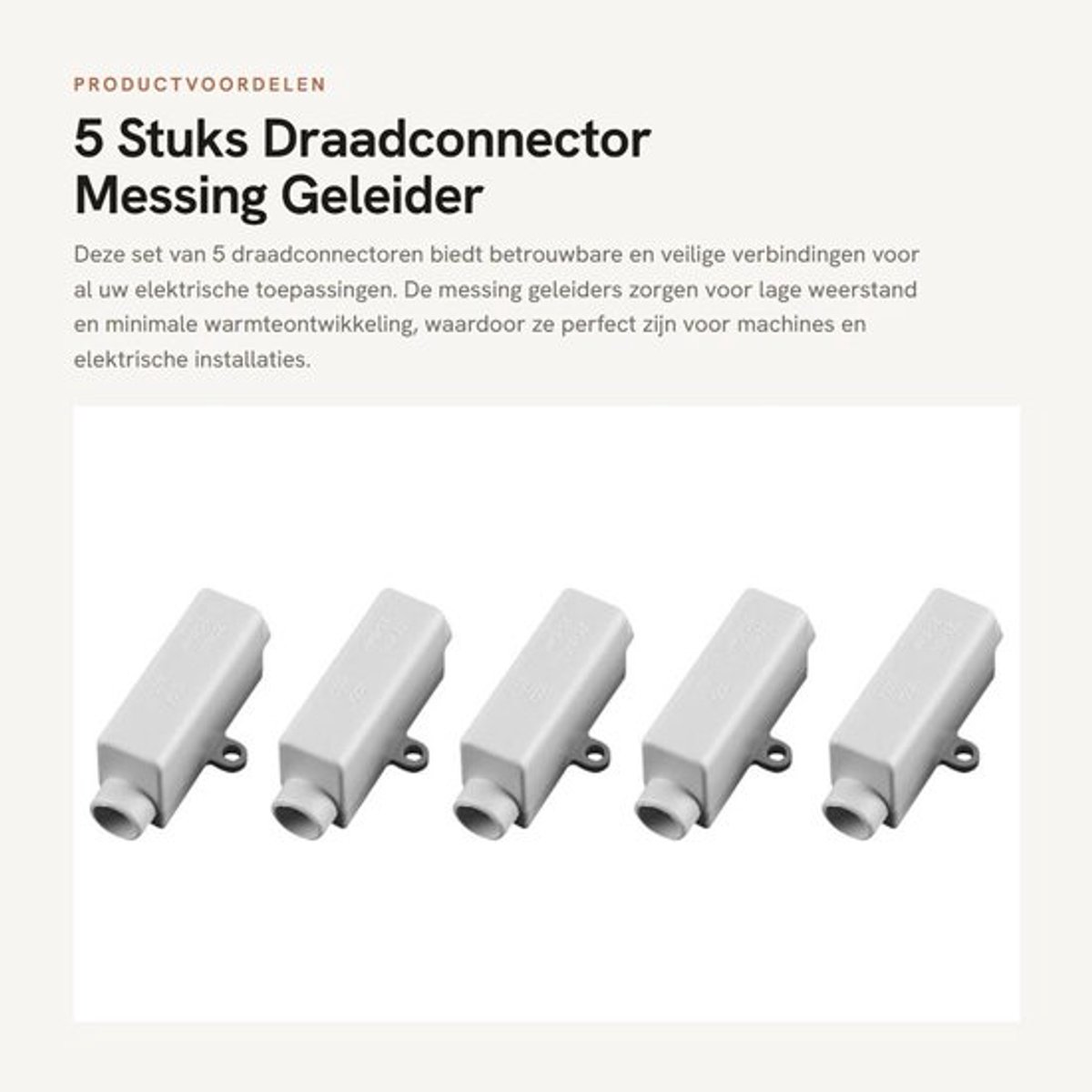 5 Stuks Draadconnector Messing Geleider met Dubbelschroefbevestiging