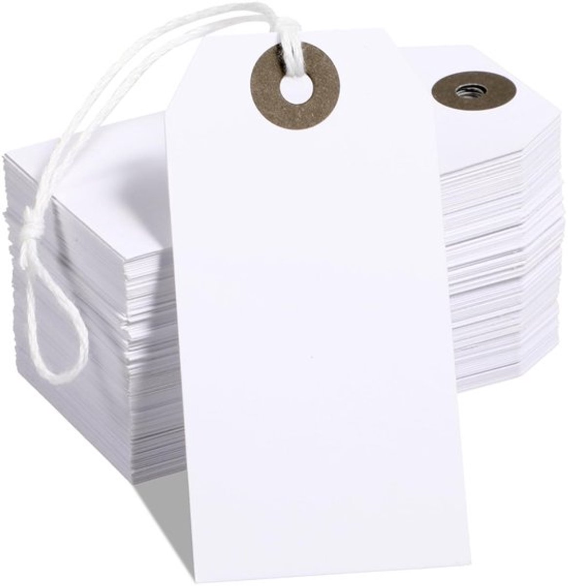 Prijslabels 100 stuks - Hangers met koord - Kraftpapier - 7 x 3,5 cm - Duurzaam - Voor kleding/sieraden display - Hangtags
