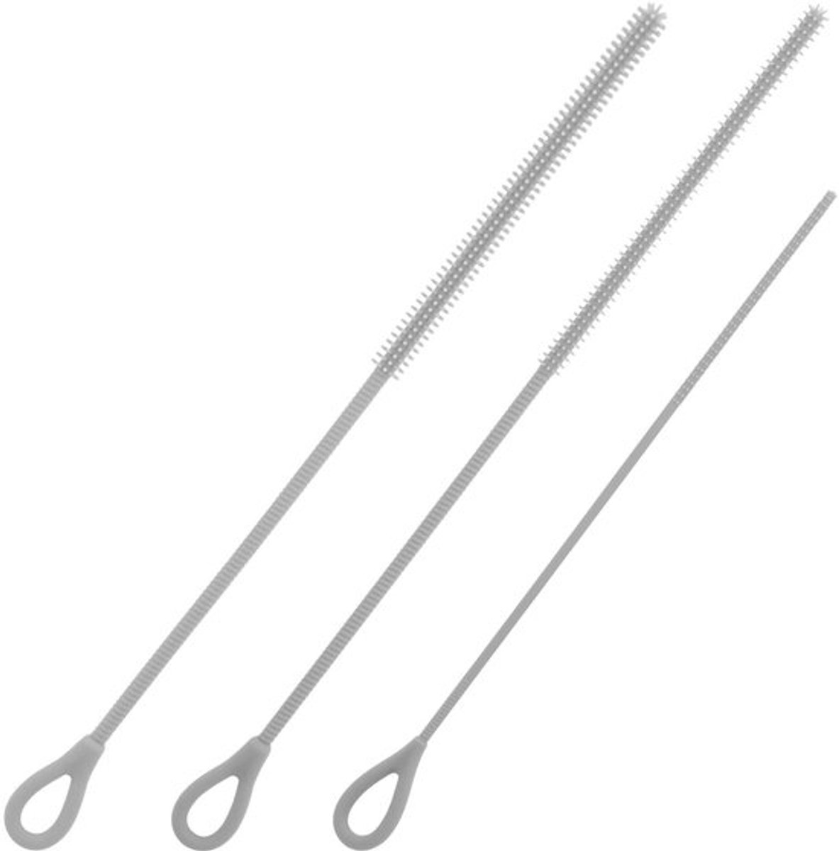 Rietjesborstel 3 Stuks - Siliconen Herbruikbaar - Antisliphandgreep - Voor Flessen/Bekers/Tubes - 20/25 cm Lengte - Reinigingsborstel