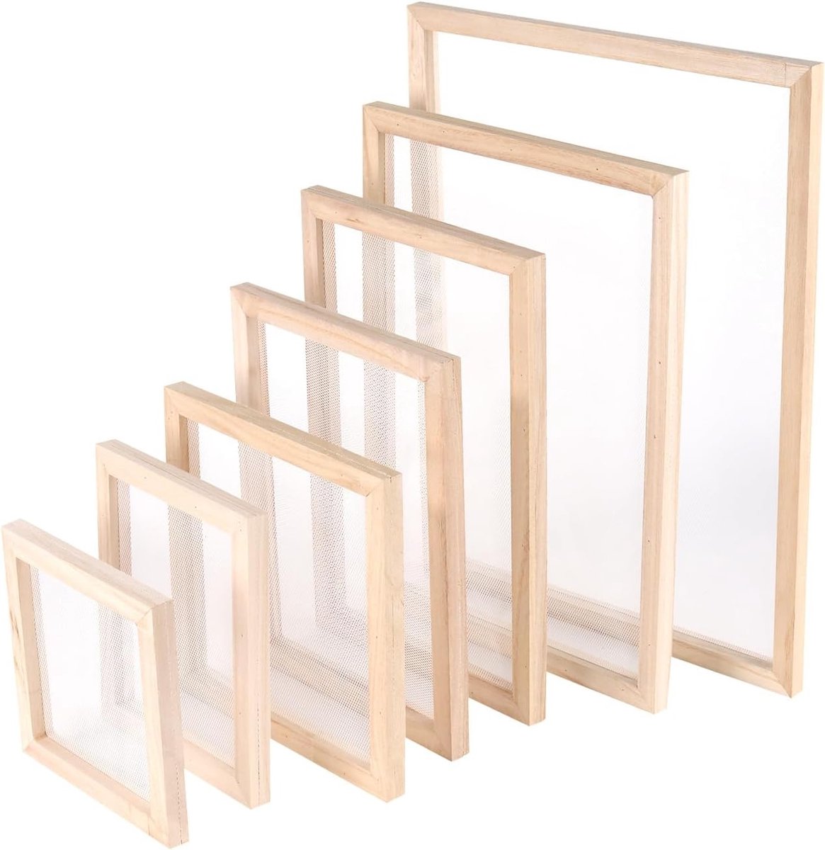 7-delige Houten Kleur Papieren Mappen Set, Formaatkader en Gereedschap voor Papiermaken en Creatieve Knutselprojecten