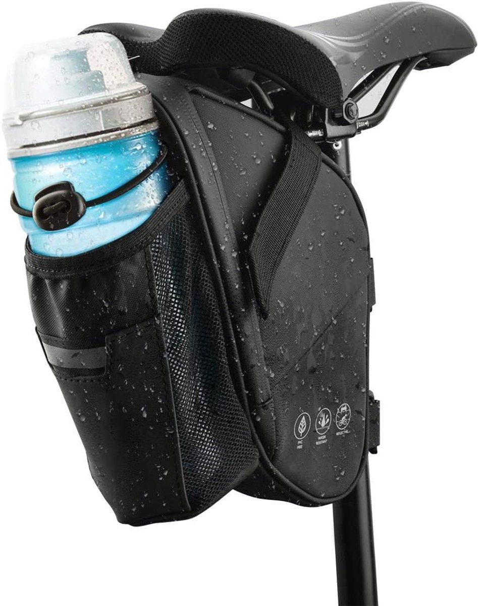 Fiets Zadel Tas - Onderzadeltas Waterdicht - Fietstochten Organiseren - Reflecterend Veiligheidsdetail - 1.5 Liter Capaciteit - Zwart