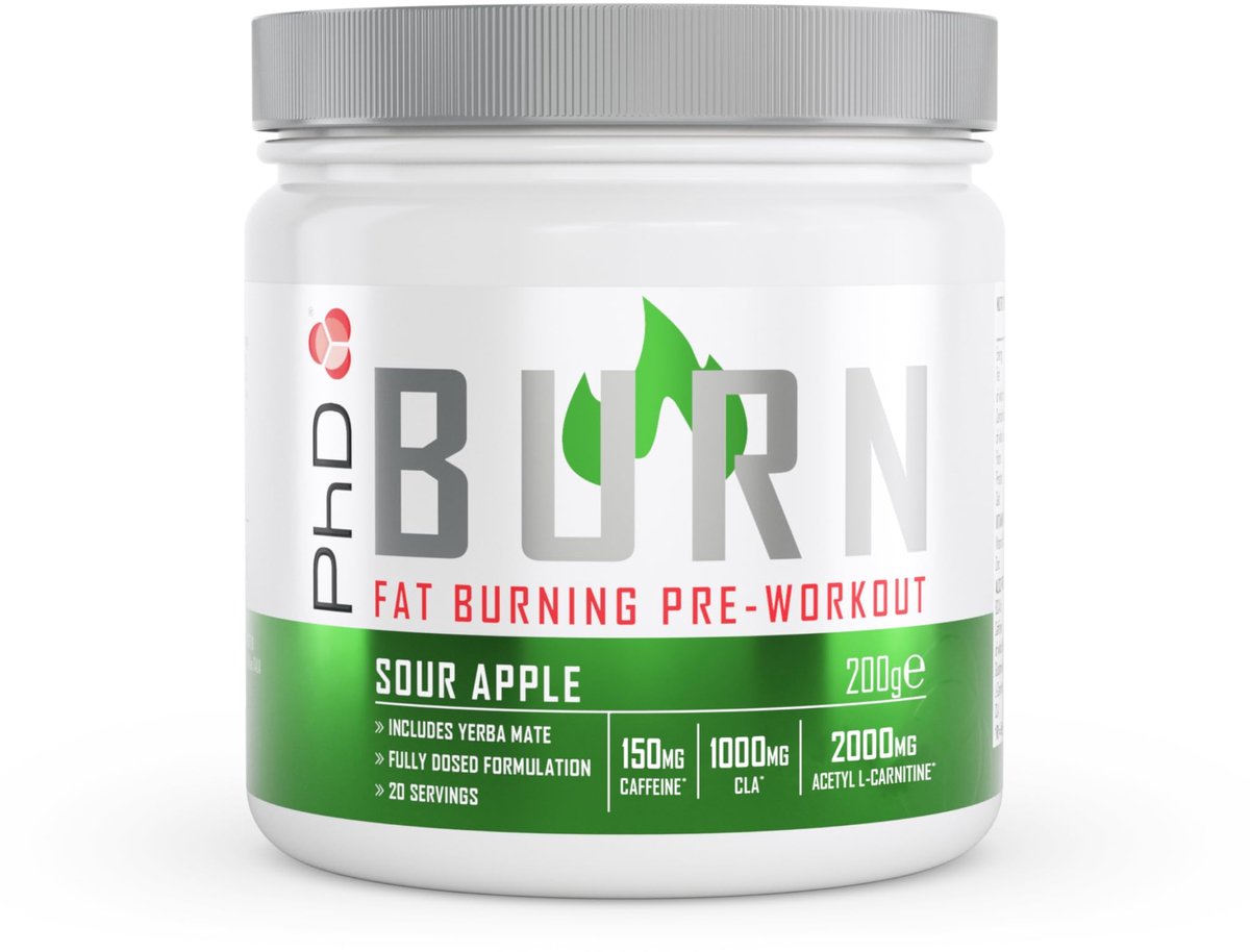 PhD Burn Pre-WKT (200g) Sour Apple - Pre-Workout - Pre-Workout Booster