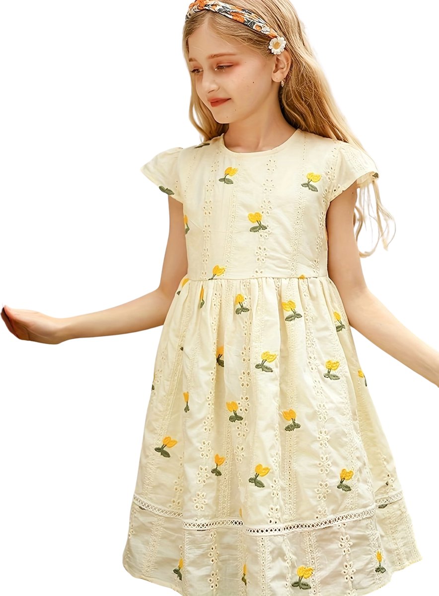 Currero Zomerjurk Meisjes Zomerjurken Kinderen Jurk Meisje Ibiza Stijl Sundress Kinderkleding 11-12 Jaar Geel