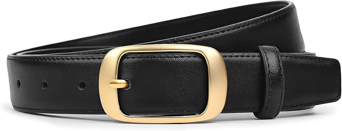 Stijlvolle Zwarte Faux Leren Damesriem voor Jeans 70-100CM met Gouden Gesp - Perfect voor Elke Gelegenheid en Casual Outfits