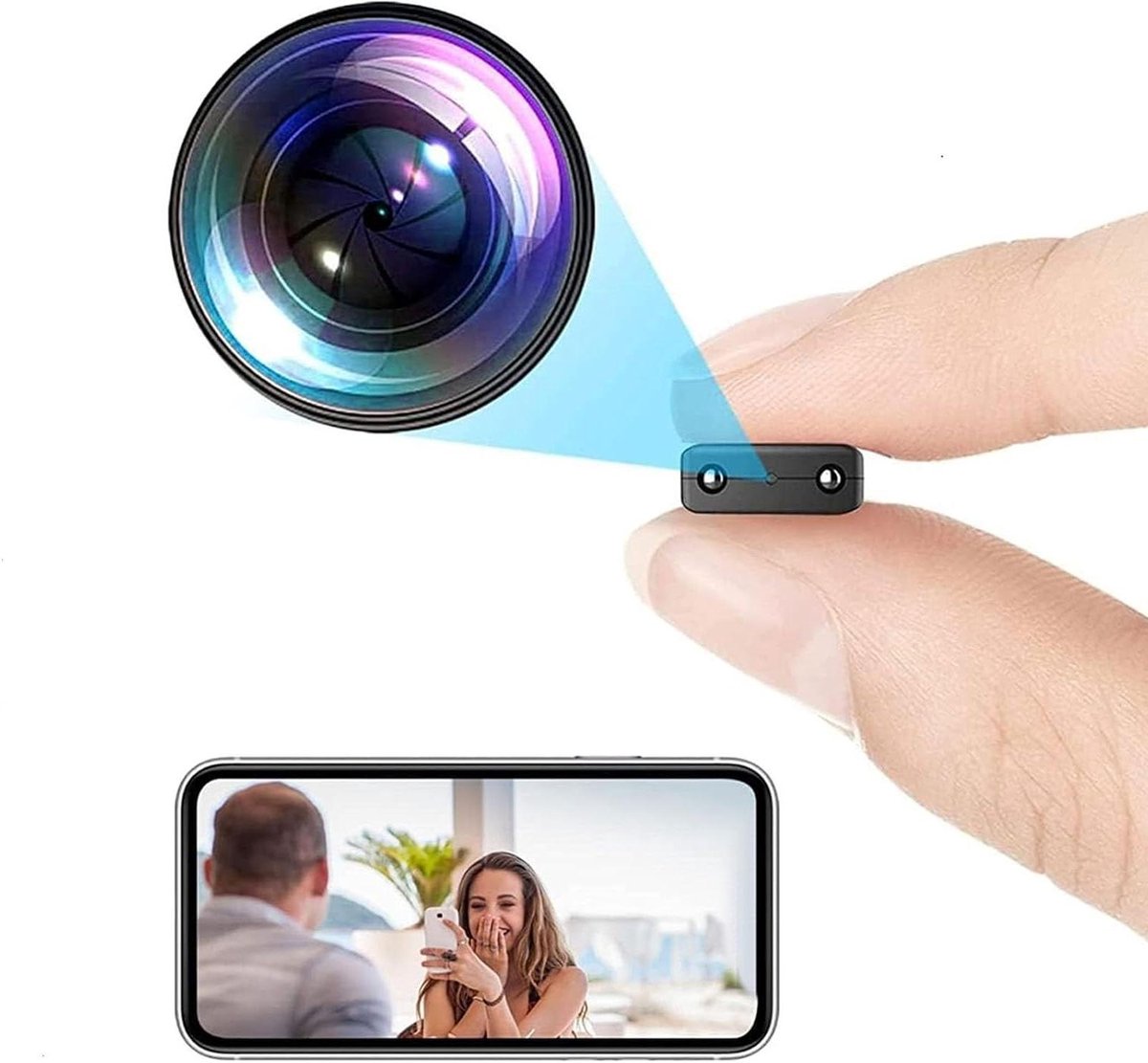 Mini Beveiligingscamera - Draadloze Camera - Huisbewaking Binnen - HD Nachtzicht - 1080P Resolutie - Zwart