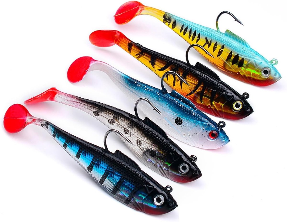 Set van 5 spinazie 11 cm kunstaas voor het vangen van roofvissen zoals snoek, forel en baars